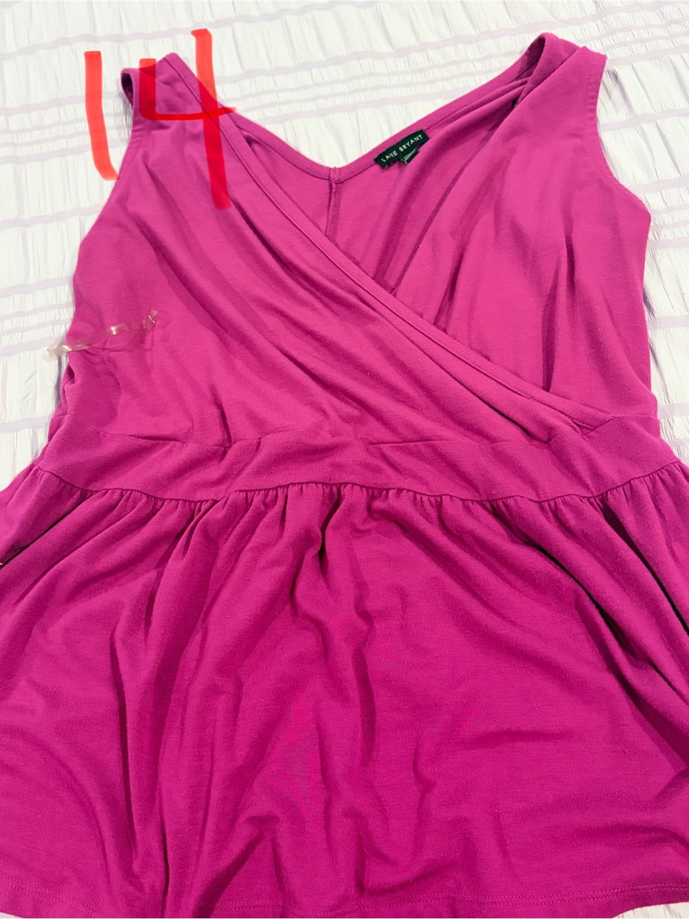Lane Bryant Magenta Wrap Peplum Tank